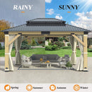[13X15FT] Alora Outdoor Wooden Double-Top Gazebo With Curtains (SAK60781) by SAKSBY WHOLESALE