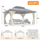 [13X15FT] Alora Outdoor Wooden Double-Top Gazebo With Curtains (SAK60781) by SAKSBY WHOLESALE