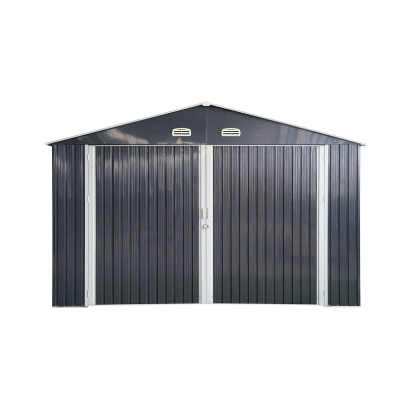[13x20FT] Alora Large Heavy-Duty Outdoor Metal Storage Shed With Double Doors (SAK65331)