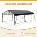 [13X26FT] Alora Heavy-Duty Weather-Resistant Outdoor Carport With Protective Film (SAK82451)