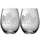 Pug Dog Stemless Wine Glasses Set Of 2 By Dog Lover Glass Gifts For Mom Dad Sisters by The Wine Savant