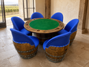 Whiskey & Wine Barrel Game Table Set — Poker Top and Dining Top Included, 6 Chairs