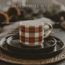 White Plaid 14 oz Gold Handle Coffee Mug by Sweet Water Decor