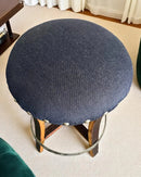 Whiskey & Wine Barrel Stool — Memory Foam, Dark Navy Blue Upholstery