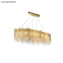 GobekUsa 14-Light Gold Elliptical Island Pendant with Clear Crystal Beads - Luxurious Hanging Light Fixture