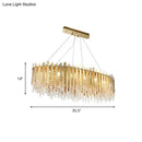 GobekUsa 14-Light Gold Elliptical Island Pendant with Clear Crystal Beads - Luxurious Hanging Light Fixture