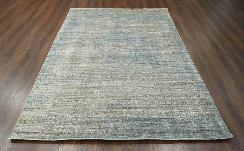6x9 Gray, Beige Hand Knotted Hand Made 100% Wool Modern & Contemporary Oriental Area Rug