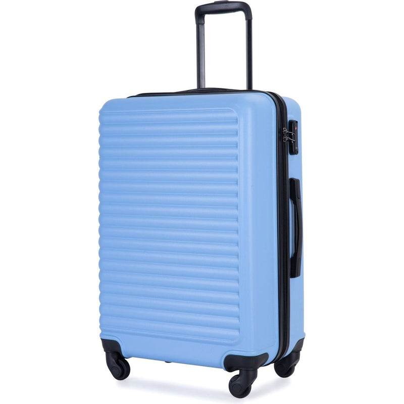 3 Piece Luggage Sets ABS Lightweight Suitcase with Two Hooks, Spinner Wheels, TSA Lock, (20/24/28) LIGHT BLUE