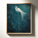 White Egret Wall Art – Elegant Minimalist Bird Print, Coastal Decor