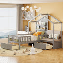 House Bed With Upholstered Sofa, Wireless Charging Station, Shelves And 2 Drawers by HouseOfZazla
