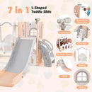 7-in-1 Toddler Swing and Slide Set L-shaped with Ladder and Basketball Hoop by LJGDeals