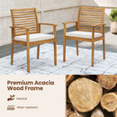 Outdoor Patio Dining Chairs Set of 2 with Removable Padded Cushion and Slatted Backrest-Beige by LJGDeals