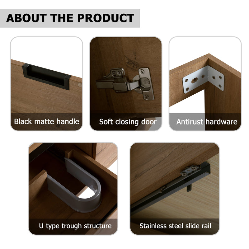 36 Inch Wall Mounted Bathroom Vanity With Gel Sink