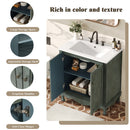 Vintage Bathroom Vanity With Ceramic Sink, Adjustable Shelves by HouseOfZazla
