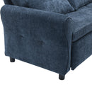 2-in-1 Sofa 82' Three-seater Sofa with Sofa Bed and Reversible Recliner, Blue Chenille