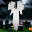 6.6 Feet Halloween Animatronic Standing Angel with Sound-Activated Light-up Eyes and Flapping Wings by LJGDeals