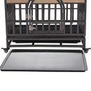 37in Heavy Duty Dog Crate, Furniture Style Dog Crate with Removable Trays and Wheels for High Anxiety Dogs