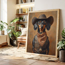 Cowboy Dachshund in Leather and Lace