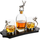 Whiskey Stag Decanter Set Premium Barware Gift Elegant Drinkware Collection by The Wine Savant