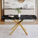 Luxurious Marble Patterned Dining Table With Metal Fork Legs by HouseOfZazla