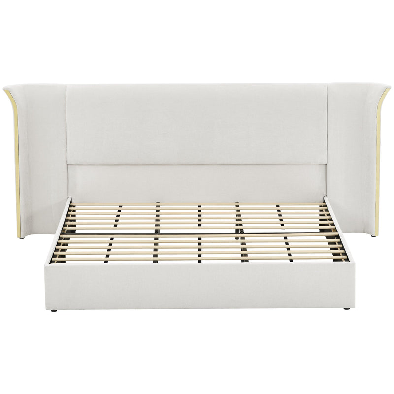 King Size Luxury Wing‑Back Upholstered Bed Frame, photo 5 of 10