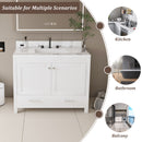 43" Bathroom Vanity With Artificial Marble Carrara Top Set, Multi Functional Bathroom Cabinet With Doors And Drawer - White by Unique Piece Furniture