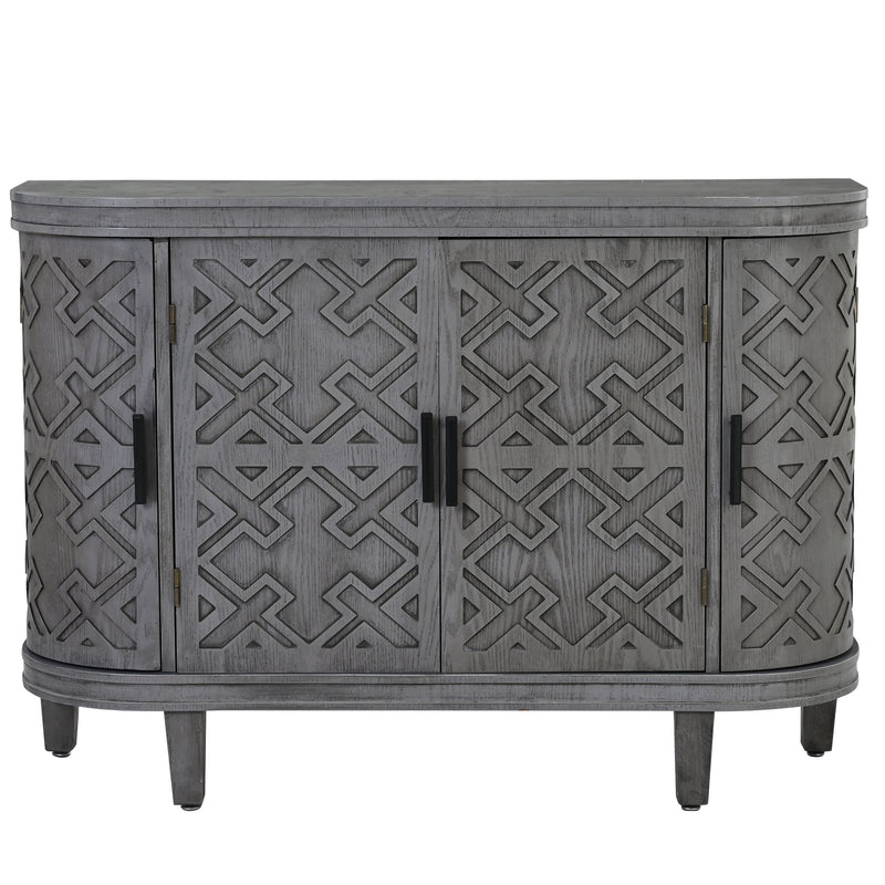 Accent Storage Cabinet Sideboard Wooden Cabinet with Antique Pattern Doors for Hallway, Entryway, Living Room, Bedroom