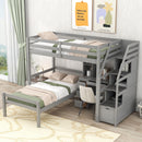 Loft Bed With Stand Alone Bed, Storage Staircase, Desk, Shelves, And Drawers by Unique Piece Furniture