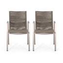 Outdoor Modern Aluminum Dining Chair Set With Rope Sea (Set of 2) by HouseOfZazla