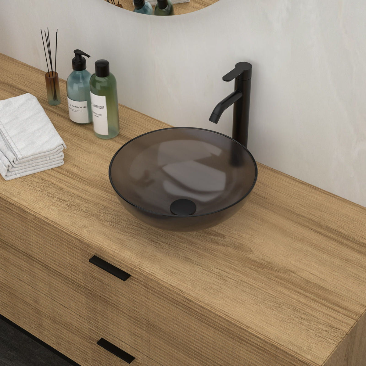 Artistic Tempered Glass Vessel Sink With Pop Up Drain, photo 5 of 32