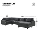 U Shaped Sectional Sofa 6 Seat Couch Set With Oversized Ottoman, Hidden Armrest Storage And Cup Holders USB Charging Ports Wide Seat Sofa by Unique Piece Furniture