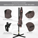 8FT Cantilever Patio Umbrella, Square Outdoor Offset Umbrella with 360 Rotation, Aluminum Hanging Umbrella with 3-Position Tilt, Crank & Cross Base for Garden, Brown