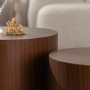 Nesting Coffee Table Set of 2 Round Wooden Tables by HouseOfZazla
