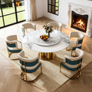 59" Round Sintered Stone Dining Table Set