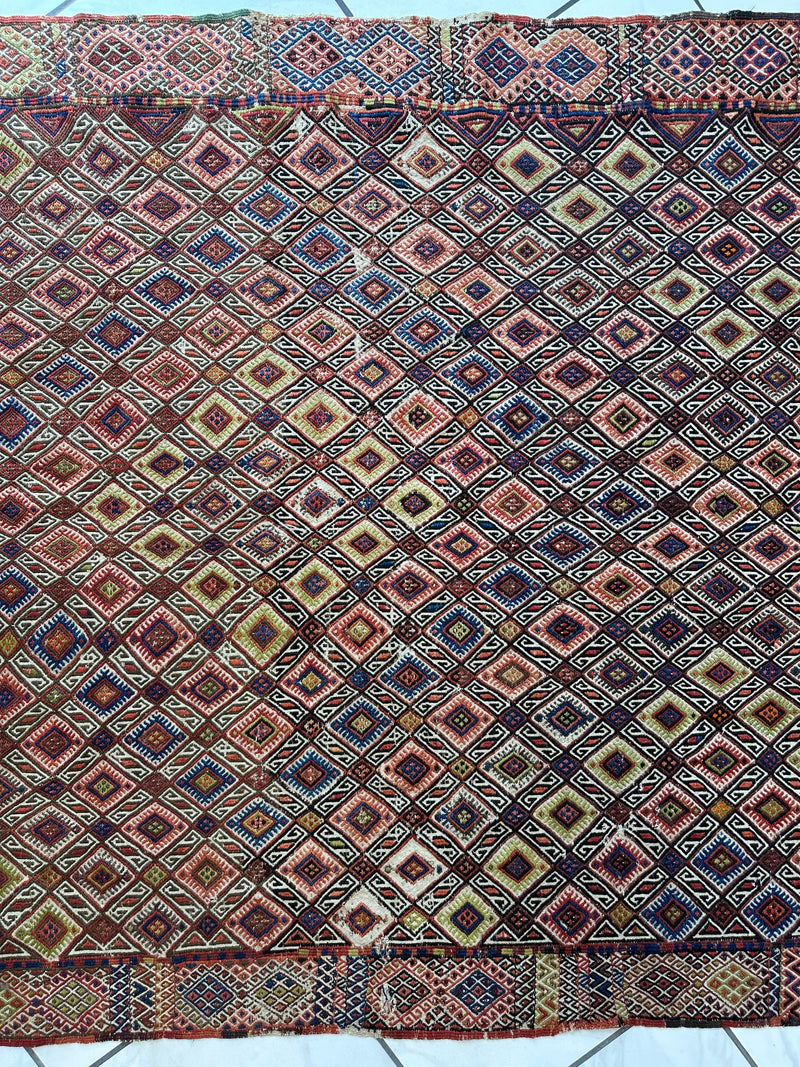 Antique Turkish Jajim Wool Rug 5’6” x 14’5”