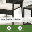 3 Piece Patio Furniture Set with Seat Cushions and Tempered Glass Tabletop by LJGDeals