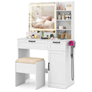 Vanity Set with Mirror and 3 Lighting Modes and Adjustable Brightness-White by LJGDeals