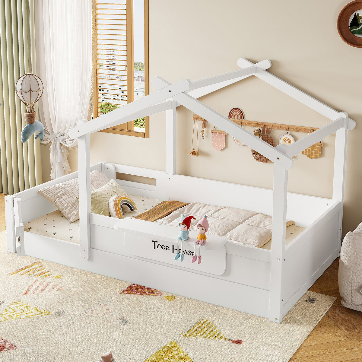 Twin Size Floor Bed with Guardrails and Roof, photo 2 of 10