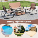 4 Pieces Patio Furniture Set with Rocking Bistro Chairs and Breathable Mesh Fabric-Coffee by LJGDeals