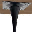 42" Modern Round Dining Table with Printed OAK Color Grain Table Top, Metal Base Dining Table, End Table Leisure Coffee Table