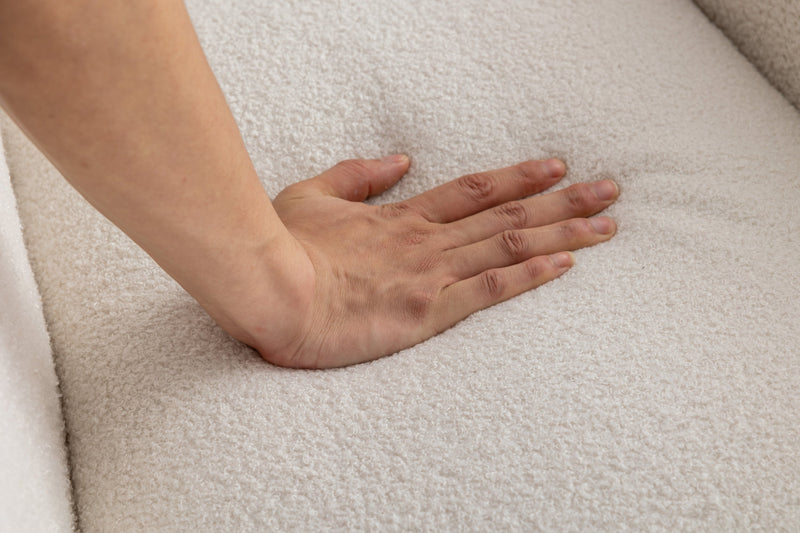 35.5 inch Rocking Chair with Pocket, Soft Teddy Fabric Rocking Chair for Nursery, Comfy Wingback Glider Rocker with Safe Solid Wood Base for Living Room Bedroom Balcony (white)