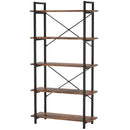 5 Tier Bookshelf Unit With Accents For Living Room - Black / Brown by HouseOfZazla