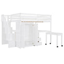 Loft Bed With Stairs, Bookshelf, Drawers, Desk & Wardrobe, Space Saving Multifunctional Furniture by HouseOfZazla
