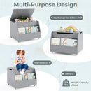 Wooden Mobile Toy Storage Organizer with Bookshelf and Lockable Wheels