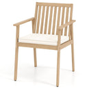 2 Pieces Patio Dining Chairs Outdoor Acacia Wood Chairs with Removable Padded Cushion by LJGDeals