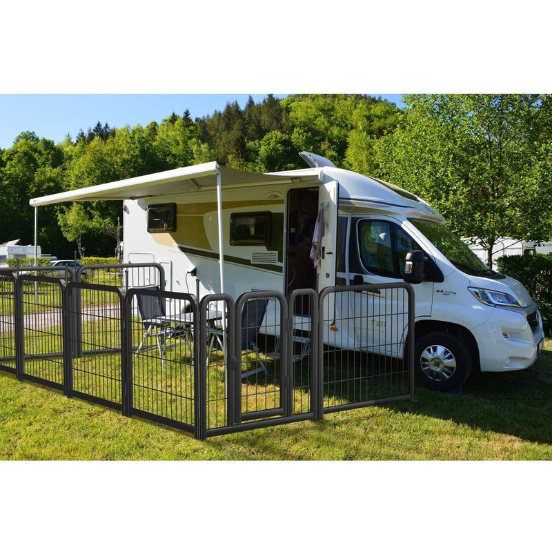 Dog Playpen Outdoor, 12 Panel Dog Fence 24" Pet Pen for Small Dogs Pet Exercise Pen for Puppy/Rabbit/Small Animals Portable Playpen for RV Camping Garden Yard, Indoor. Black, 22.2" W x 23.6" H.