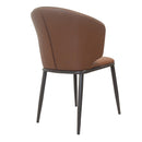 Accent Coffee table Chair with Metal Legs Set of 2, PU Leather Chair for Coffee Room, Living Room, Rest Room (Brown)