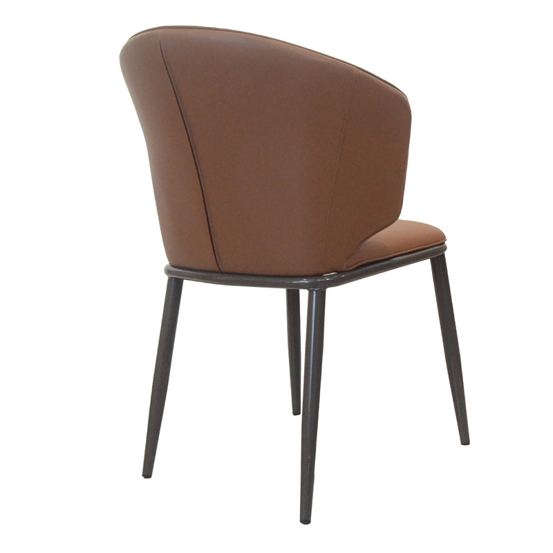 Accent Coffee table Chair with Metal Legs Set of 2, PU Leather Chair for Coffee Room, Living Room, Rest Room (Brown)