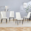 4 Dining Chair Set, White Dining Chair Set, PU Material High Back Seat and Sturdy Black Leg Chair for Dining Room, Kitchen and Living Room c-010