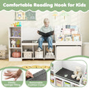 Kids Bookcase with Reading Nook 4-in-1 Standing Toy Organizer-White by LJGDeals